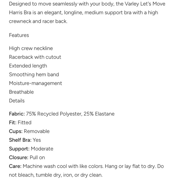 Varley Moss Green Let’s Move Harris Sports Bra NWT - Picture 5 of 8